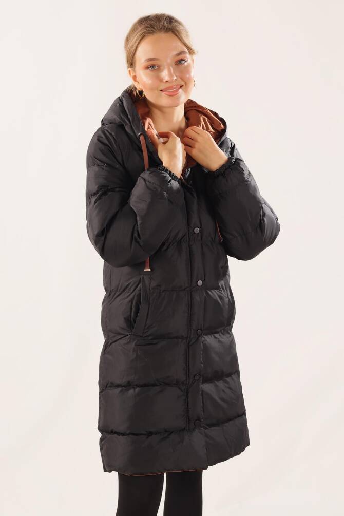 0021-1 Siyah Oversize Mont - Astar Rengi Kahve - 3