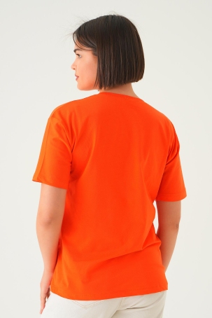 1715 Home Girl Baskı Oversize Tişört Orange - 4