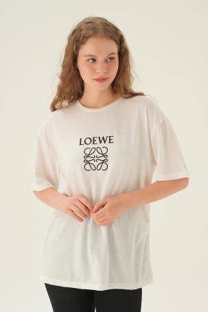 21552 Loewe Baskı Tişört Ekru - 2