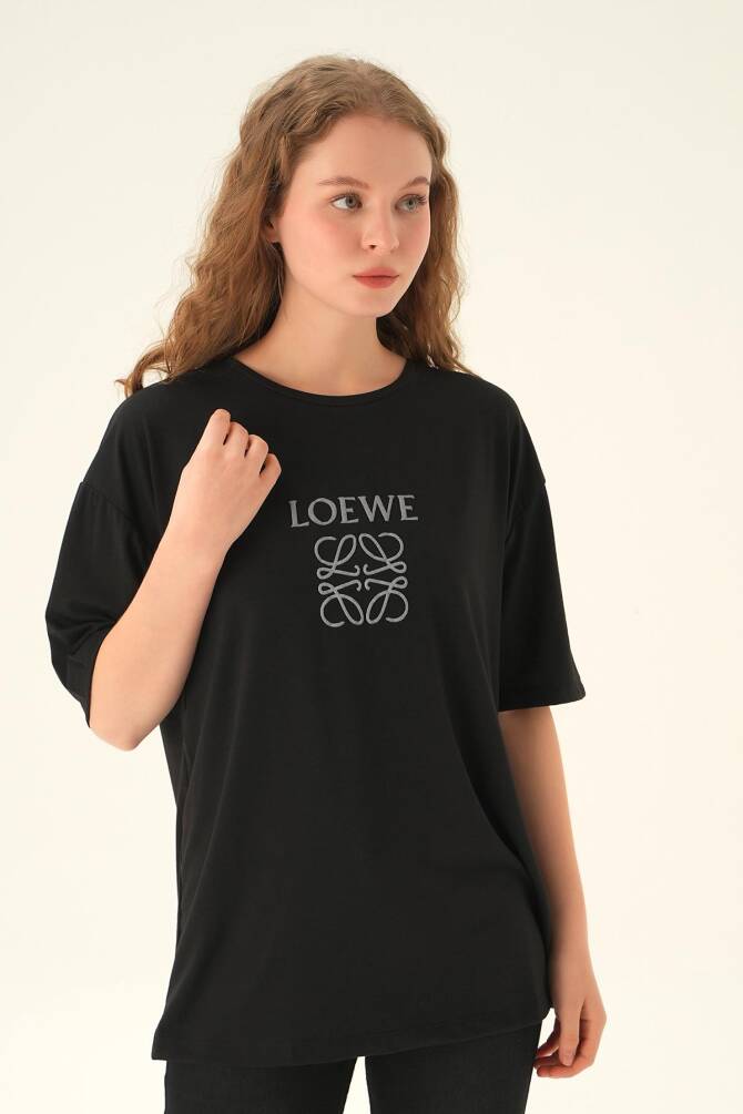 21552 Loewe Baskı Tişört Siyah - 4