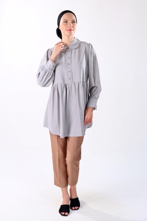 4069A Bebe Yaka Tunik Gri - 7