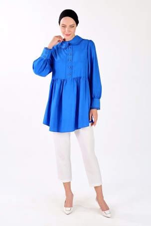 4069A Bebe Yaka Tunik Saks - 6