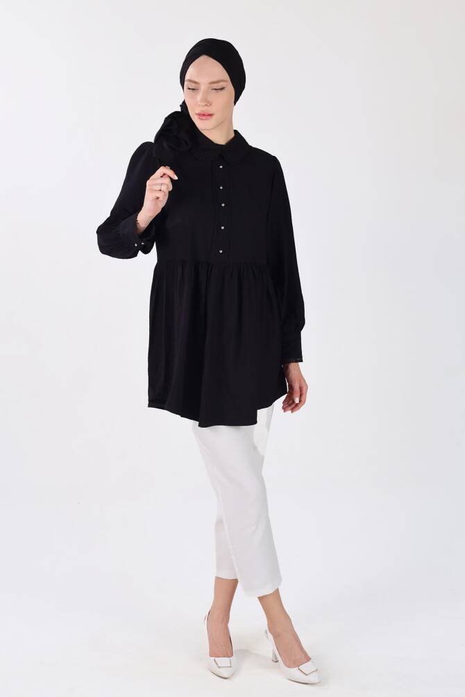 4069A Bebe Yaka Tunik Siyah - 2