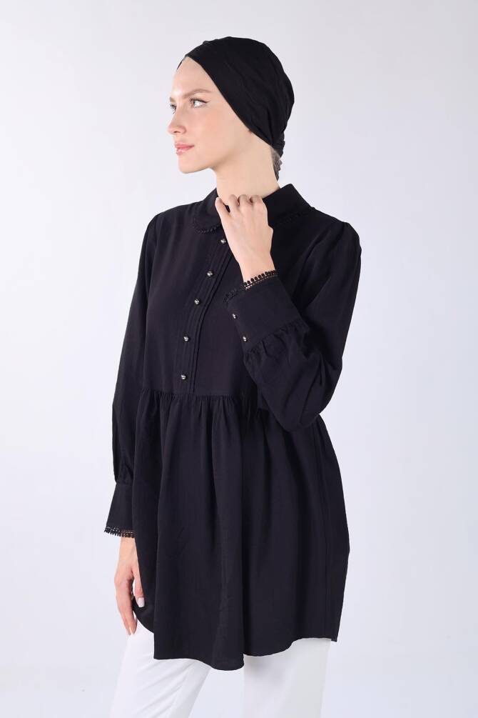 4069A Bebe Yaka Tunik Siyah - 3