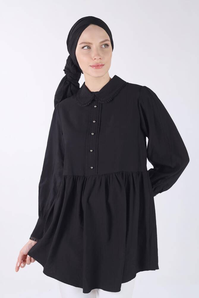 4069A Bebe Yaka Tunik Siyah - 9