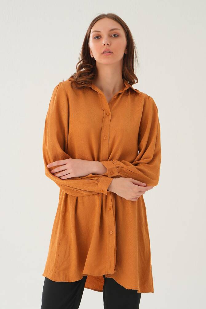 4208A Desenli Tunik Camel - 1