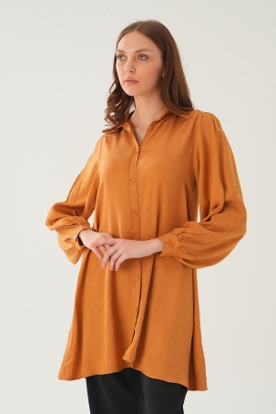 4208A Desenli Tunik Camel - 2