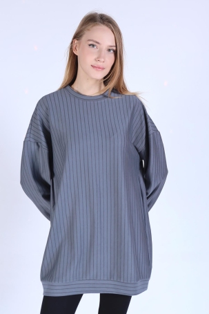 4315A Çizgili Tunik Füme - 1