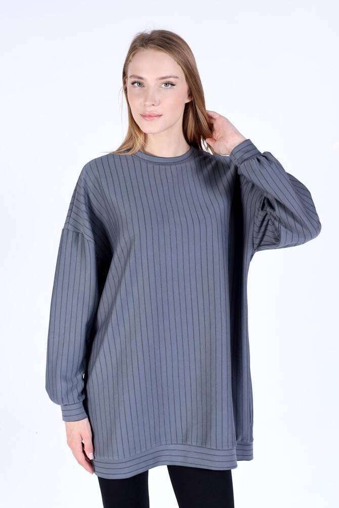 4315A Çizgili Tunik Füme - 6