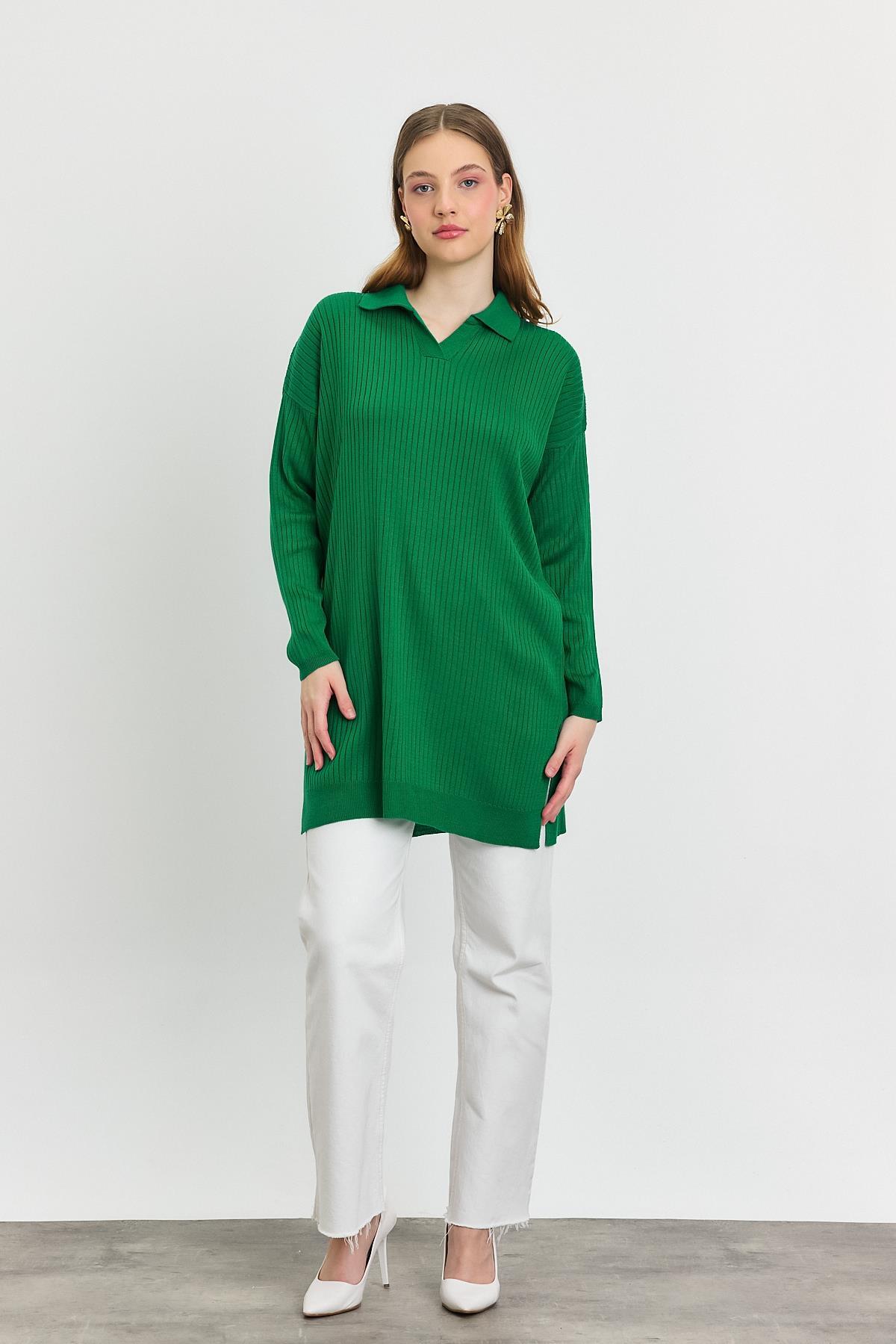 5410 Polo Yaka Tunik Benetton Yeşili 