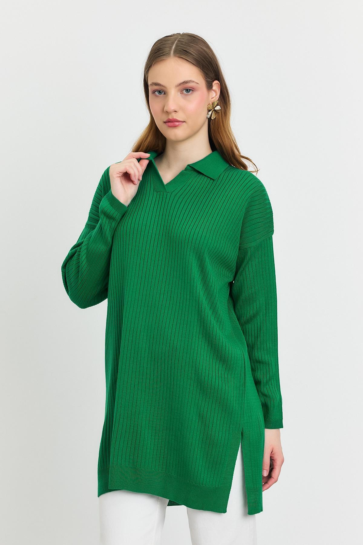 5410 Polo Yaka Tunik Benetton Yeşili - 7