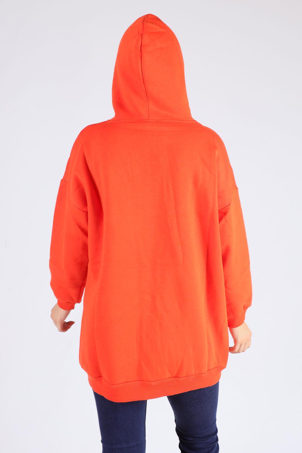 8124M Oversize Uzun Fermuarlı Sweat Orange - 5