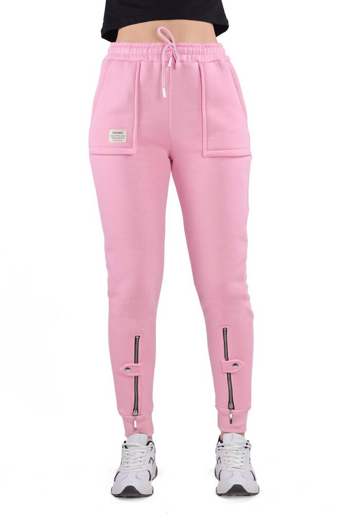 9146M Paça Fermuar Detay Slim Fit Eşofman Pembe - 2