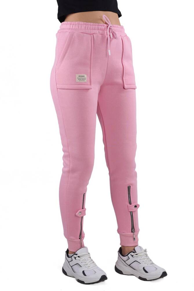 9146M Paça Fermuar Detay Slim Fit Eşofman Pembe - 3