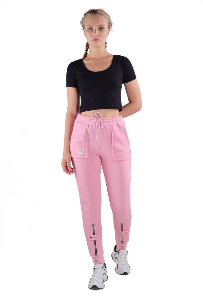 9146M Paça Fermuar Detay Slim Fit Eşofman Pembe - 6