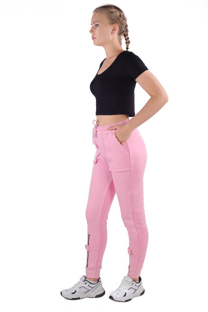 9146M Paça Fermuar Detay Slim Fit Eşofman Pembe - 7