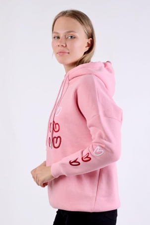 9154M Kalp Nakışlı Sweat Pembe - 4