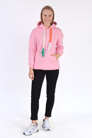 9173M Renkli İpli Kapüşonlu Sweat Pembe - 2