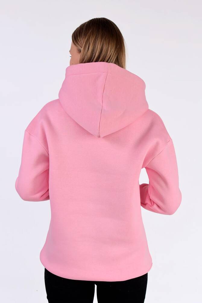 9173M Renkli İpli Kapüşonlu Sweat Pembe - 5